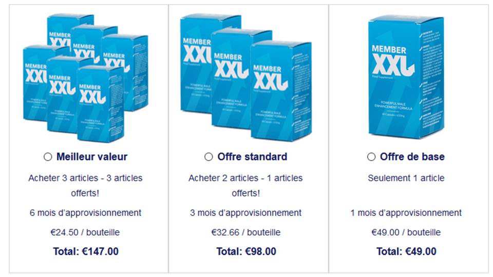 tarifs et achats member XXL